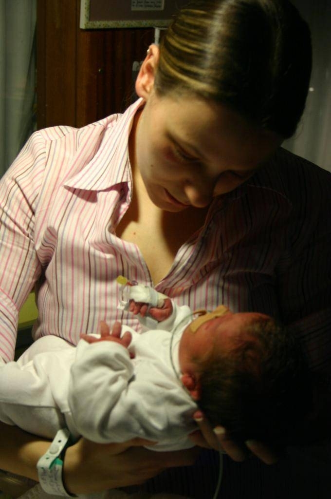 Jo holding Poppy